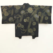 Load image into Gallery viewer, Haori Jacket Vintage(1950-1980) Black Gold Chrysanthemum Silk #10006C3
