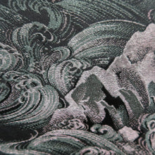 Load image into Gallery viewer, Haori Jacket Vintage(1950-1980) Black Silver Mastu Curling Wave Landscape Silk #9754A3
