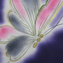 Load image into Gallery viewer, Yukata Blueish Purple Butterfly Cotton #10346F3
