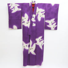 Load image into Gallery viewer, Kimono Vintage(1920-1950) Purple Crane Birds Hand painted Silk #9671J3
