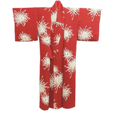 Load image into Gallery viewer, Kimono Vintage(1950-1980) Red Chrysanthemum Rangiku Silk #10266E4
