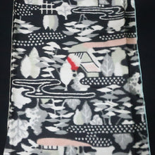 Load image into Gallery viewer, KK1479A2 Silk Kimono Fabric Vintage(1950-1980) Meisen Black 61.0x12.2in(155x31cm)
