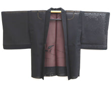 Load image into Gallery viewer, Haori Jacket Vintage(1950-1980) Black Wine red Sheer Botanical Embroidery Silk #10904E5
