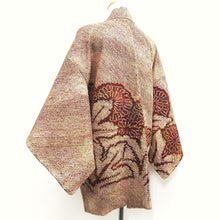 Load image into Gallery viewer, Haori Jacket Vintage(1950-1980) Brown Full Shibori Chrysanthemum Silk #10172D4
