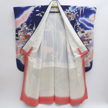 Load image into Gallery viewer, Furisode Blue Pink Plum blossom Chrysanthemum Silk #9678J3
