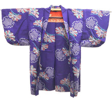 Load image into Gallery viewer, Haori Jacket Vintage(1920-1950) Purple Meisen Pine Tree Silk #11043A3

