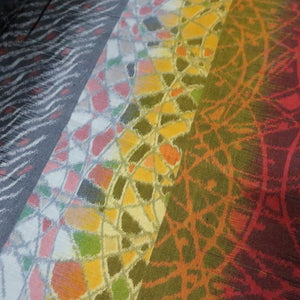 KK1469A1 Silk Kimono Fabric Vintage(1920-1950) Meisen Black 55.5x11.0in(141x28cm)