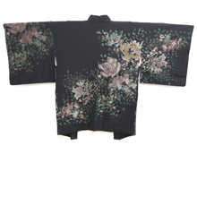 Load image into Gallery viewer, Haori Jacket Vintage(1950-1980) Black Silver Green Flower Silk #10823E1
