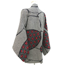 Load image into Gallery viewer, Haori Jacket Black Full Shibori Geometric Floral Silk #10713D2
