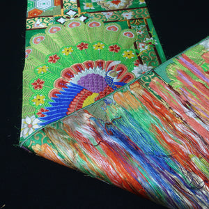 BB10075AF Silk Obi Fabric Peacock Green 51.6x11.0in(131x28cm)