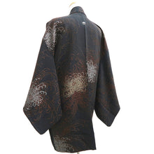 Load image into Gallery viewer, Haori Jacket Vintage(1950-1980) Black Gold Silver Rangiku Chrysanthemum Silk #9719A1
