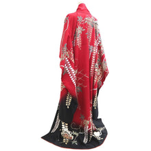 Load image into Gallery viewer, Furisode Red Black Gold Butterfly Wisteria Silk #11093B1
