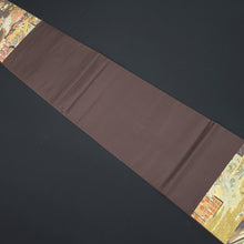 Load image into Gallery viewer, Fukuro Obi Dark Brown Gold Genji Rakchu Emaki Silk BB311V8
