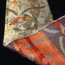 Load image into Gallery viewer, BB10085AF Silk Obi Fabric Phoenix Gold Beige 50.0x10.6in(127x27cm)
