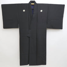 Load image into Gallery viewer, Men&#39;s Kimono Vintage(1950-1980) Black Montsuki Habutae Silk #9972C1
