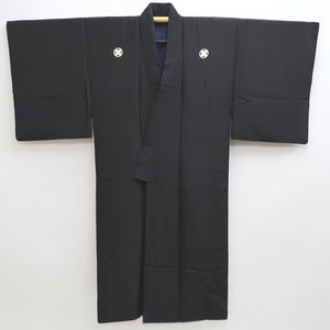 Men's Kimono Vintage(1950-1980) Black Montsuki Habutae Silk #9972C1