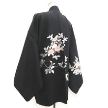 Load image into Gallery viewer, Haori Jacket Vintage(1950-1980) Black Camellia Branch Silk #10142D3
