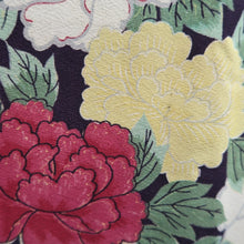 Load image into Gallery viewer, Haori Jacket Vintage(1920-1950) Black Green Red Peony Silk #10622C3
