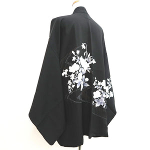 Haori Jacket Vintage(1950-1980) Black Flower Silk #9992C2