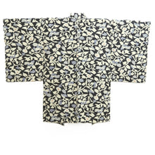 Load image into Gallery viewer, Haori Jacket Vintage(1920-1950) Black White Meisen Floral pattern Silk #11033A2
