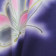 Load image into Gallery viewer, Yukata Blueish Purple Butterfly Cotton #10346F3
