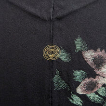 Load image into Gallery viewer, Haori Jacket Vintage(1950-1980) Black Silver Green Flower Silk #10823E1
