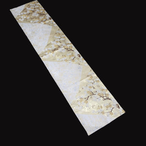 BB10066AE Silk Obi Fabric Maple Leaf Cherry Blossom White Gold 55.5x11.0in(141x28cm)