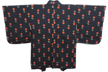 Load image into Gallery viewer, Haori Jacket Vintage(1950-1980) Black Shibori Bishamon Kikkou Silk #8704J2
