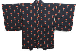 Haori Jacket Vintage(1950-1980) Black Shibori Bishamon Kikkou Silk #8704J2