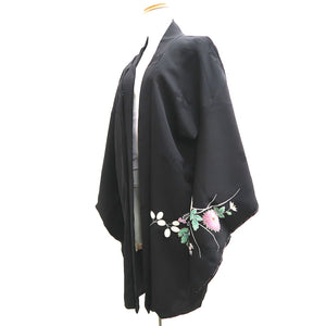Haori Jacket Vintage(1950-1980) Black Hand painted Chrysanthemum Silk #9852B2
