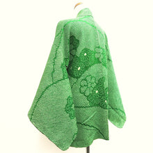 Load image into Gallery viewer, Haori Jacket Vintage(1950-1980) Green Shibori Chrysanthemum Silk #10112D2
