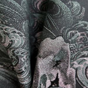 Haori Jacket Vintage(1950-1980) Black Silver Mastu Curling Wave Landscape Silk #9754A3