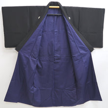 Load image into Gallery viewer, Men&#39;s Kimono Vintage(1950-1980) Black Montsuki Habutae Silk #9972C1
