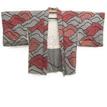 Load image into Gallery viewer, Haori Jacket Black Red Full Shibori Mountain Silk #10703D1

