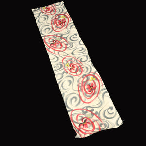KK1470A1 Silk Kimono Fabric Vintage(1920-1950) Meisen White 48.4x11.0in(123x28cm)