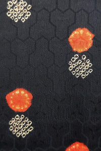 Haori Jacket Vintage(1950-1980) Black Shibori Bishamon Kikkou Silk #8704J2