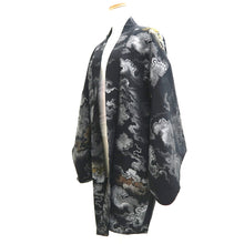 Load image into Gallery viewer, Haori Jacket Vintage(1950-1980) Black Silver Gold Cloud Silk #9755A3
