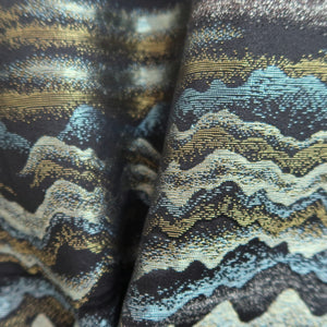 Haori Jacket Vintage(1950-1980) Black Gold Wave Silk #9864B2