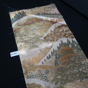 BB10056AD Silk Obi Fabric Zen Temple Green Beige 49.2x10.6in(125x27cm)