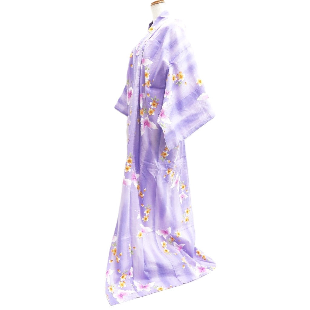 Yukata Lavender Butterfly Cherry Blossom Cotton #10347F3