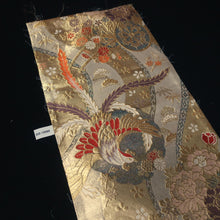 Load image into Gallery viewer, BB10086AF Silk Obi Fabric Phoenix Gold Beige 50.0x10.6in(127x27cm)
