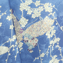 Load image into Gallery viewer, Kimono Light Blue Butterfly Plum blossom Branch Silk #9667J3
