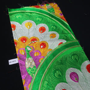 BB10076AF Silk Obi Fabric Peacock Green 50.0x10.6in(127x27cm)