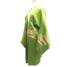 Load image into Gallery viewer, Haori Jacket Green Gold Bird Silk #10733D3
