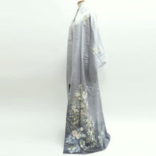 Load image into Gallery viewer, Kimono Light Gray Peony Camellia Silk #9648J2
