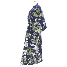 Load image into Gallery viewer, Yukata Vintage(1950-1980) Navy Plum blossom Cotton #11099B1
