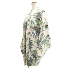 Load image into Gallery viewer, Haori Jacket Vintage(1950-1980) White Green Botanical Silk #10944F2
