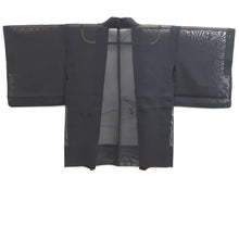 Load image into Gallery viewer, Haori Jacket Vintage(1950-1980) Black Wine red Sheer Botanical Embroidery Silk #10904E5

