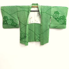 Load image into Gallery viewer, Haori Jacket Vintage(1950-1980) Green Shibori Chrysanthemum Silk #10112D2
