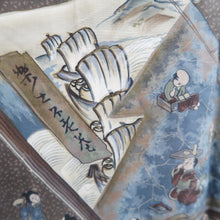 Load image into Gallery viewer, Men's Haori Vintage(1950-1980) Black Montsuki Habutae Ukiyoe Silk #10881E4
